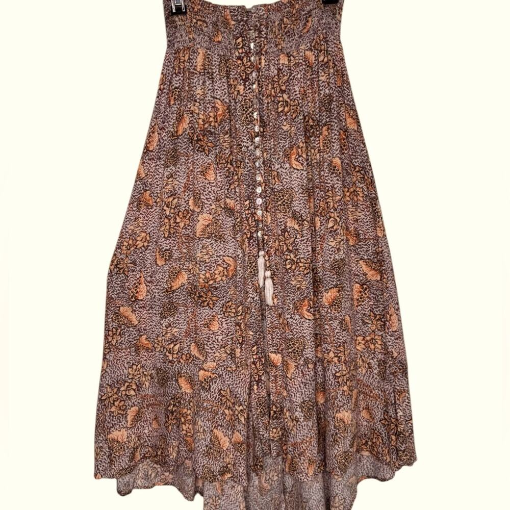 Rachel Zoe Boho White Orange Red Black Viscose Floral Maxi Skirt Size Large L